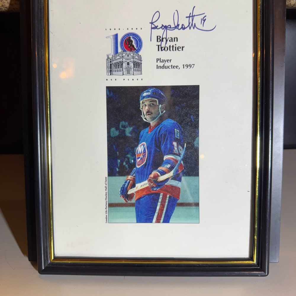 Bryan Trottier Signed Hockey Plaque